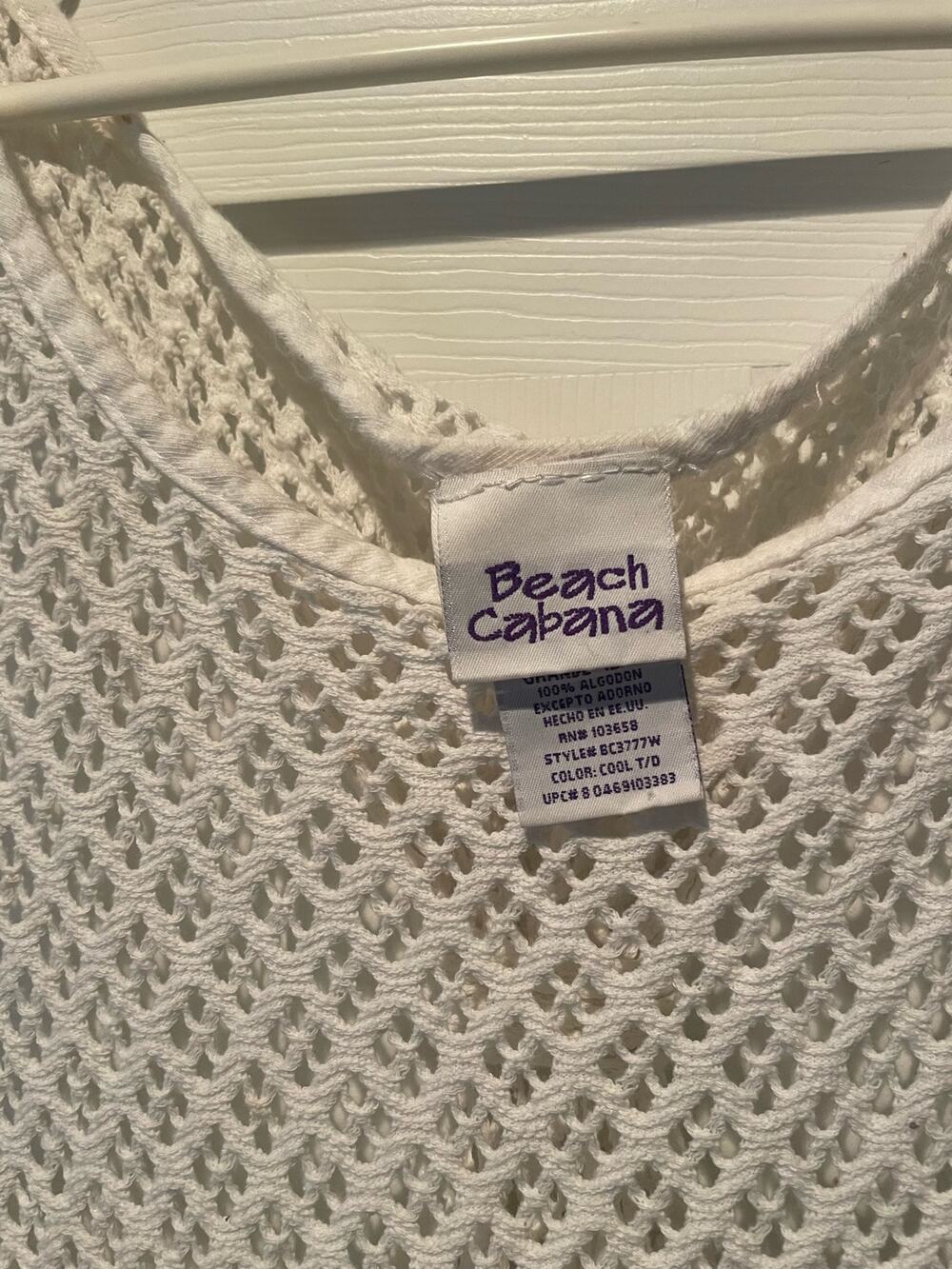 Pre-Owned Women's Beach Cabana White Cast Net Swim Coverup, Size L, $15, B51